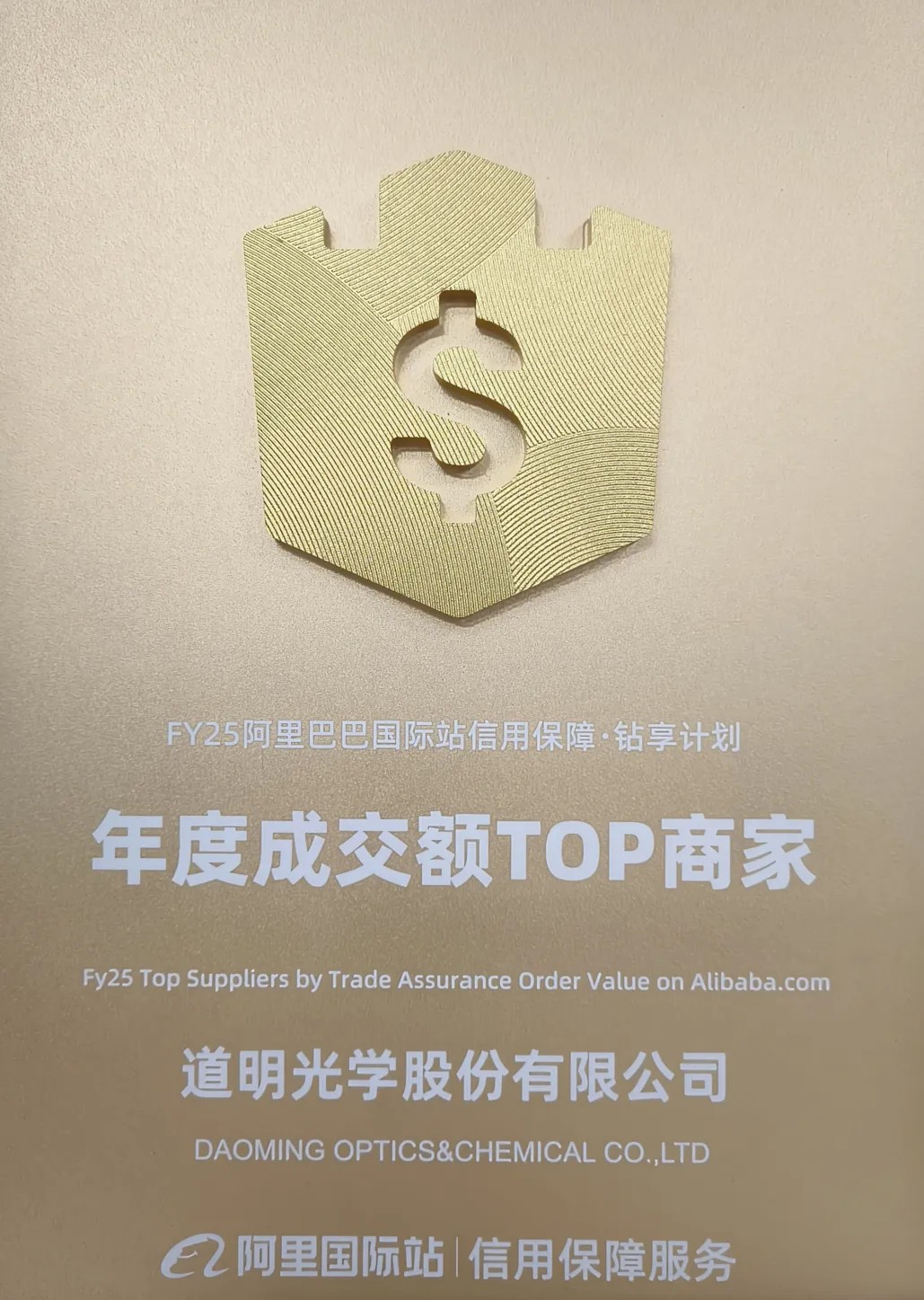 Bwin必赢光学荣获阿里国际站年度成交额TOP商家4